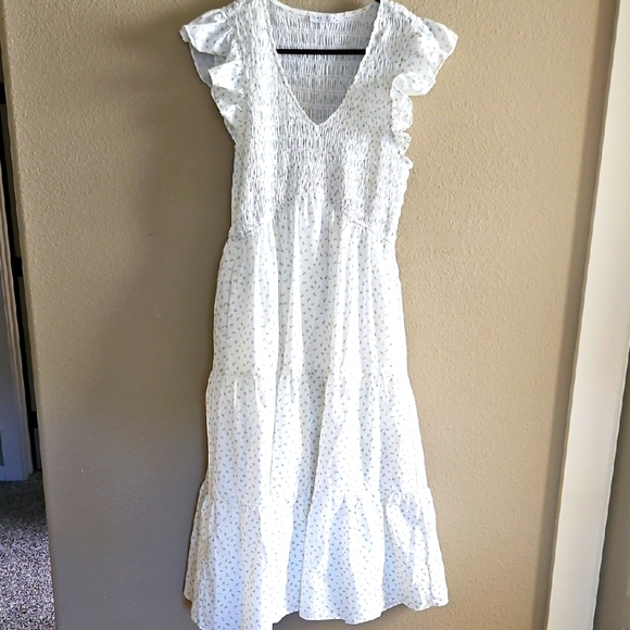 White Ruffled Midi Dress - Picture 1 of 4